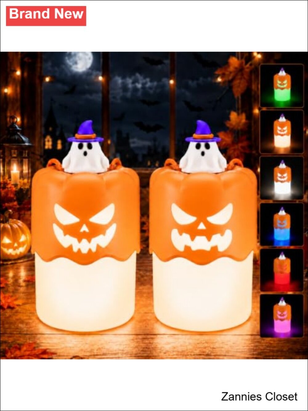 👻 2-Pack Rechargeable Halloween Pumpkin Lanterns Collapsible Jack O Lantern